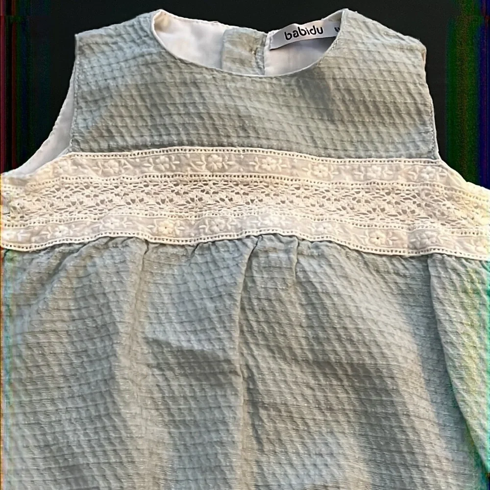 Babidu baby’s bloomer light blue / aqua white‎ trim bloomers Sz 6M